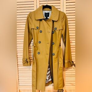 J. Crew Mustard Yellow Lined Trench Coat